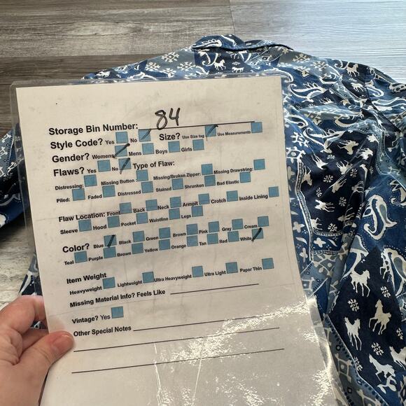 Roughrider By Circle Paisley Horses Pearl Snap Blue White Womens S Western Shirt - Picture 7 of 7